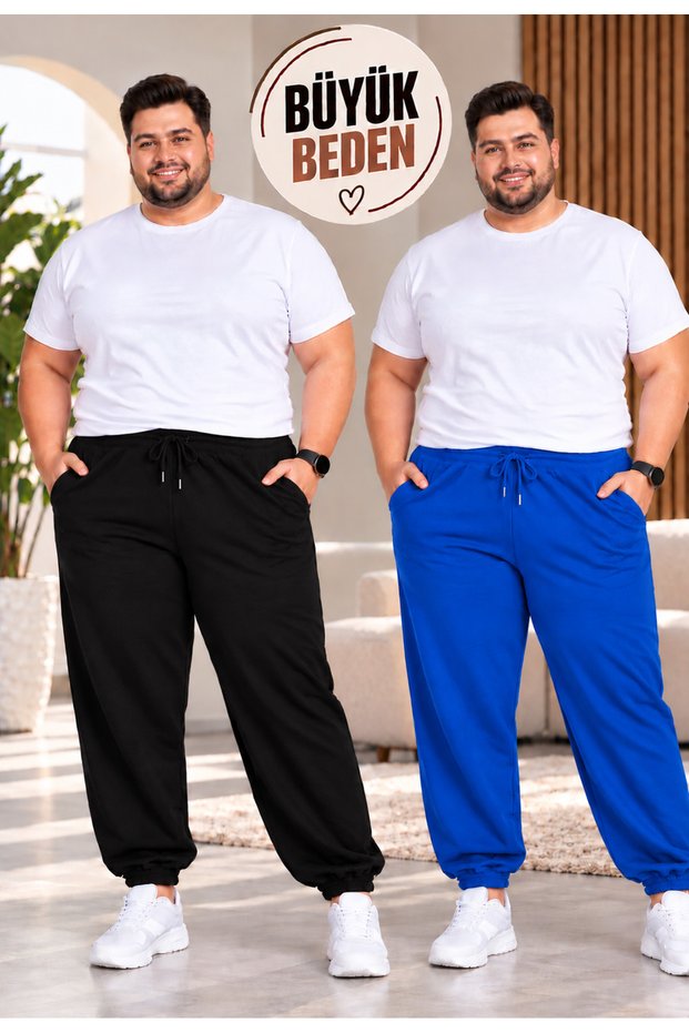 2-PIECE VALUE PACK MEN'S ELASTICATED HEM PLUS-SIZE SWEATPANTS