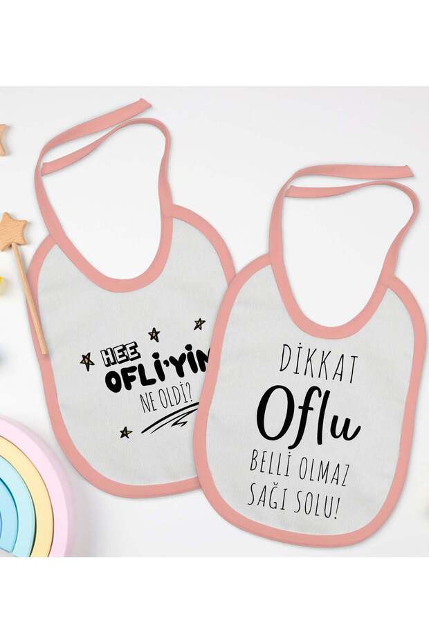 BK Kids Pink Bib Set of 2 with Oflu Design - 1 en127099