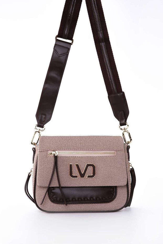 Front Zippered Shoulder Bag, Coffee