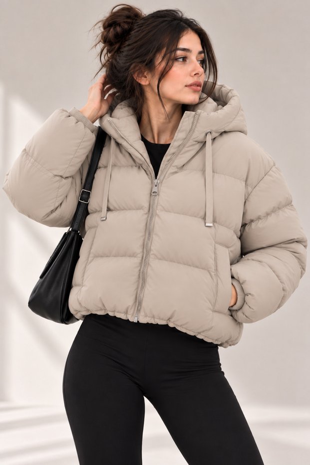 Short Inflatable Coat Winter Crop Length