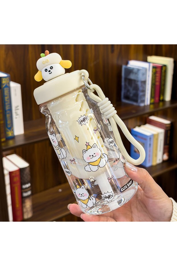 Plastic Straw Cup Tea Infuser Handle Portable Travel Summer Bottle