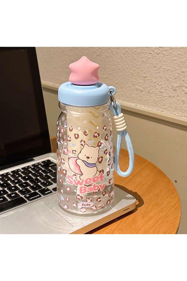 Plastic Straw Cup Tea Infuser Handle Portable Travel Summer Bottle