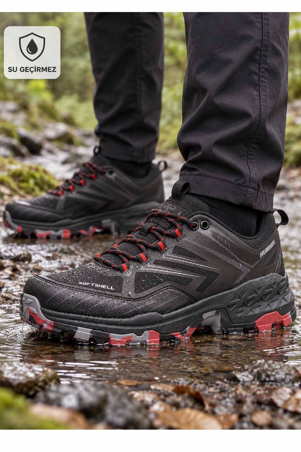 Men's Black and Red Waterproof Softshell Outdoor Shoes HM900822
