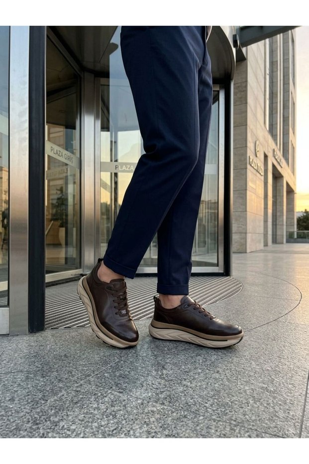 152-23459 K-1 Coffee Genuine Leather Men's Shoes
