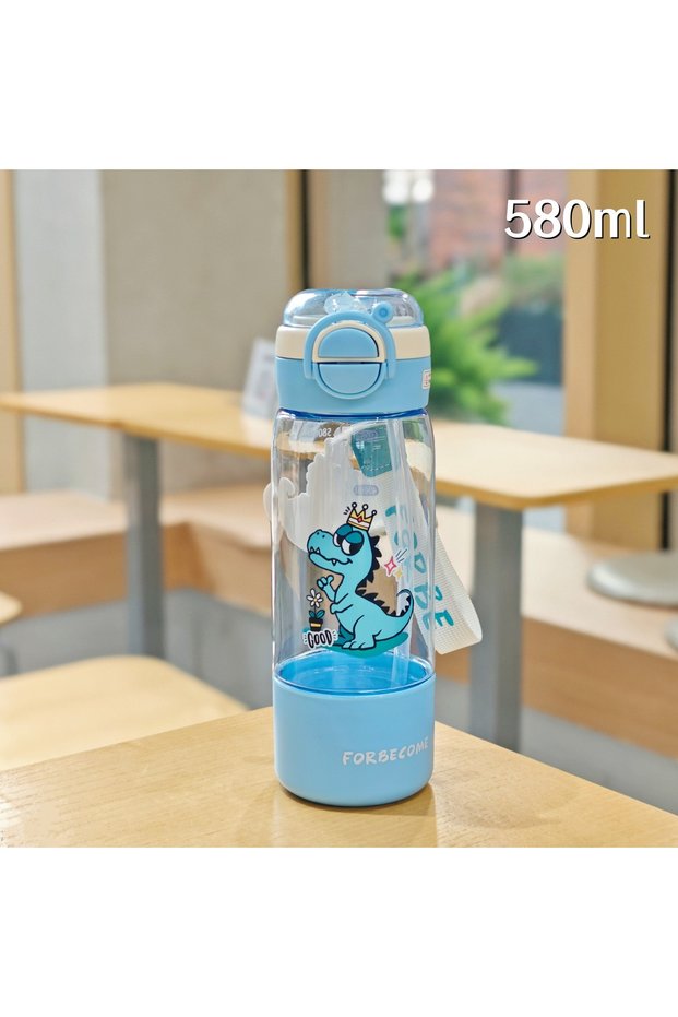 Plastic Dual Drink Straw Cup Charm Handle Kids Student Portable