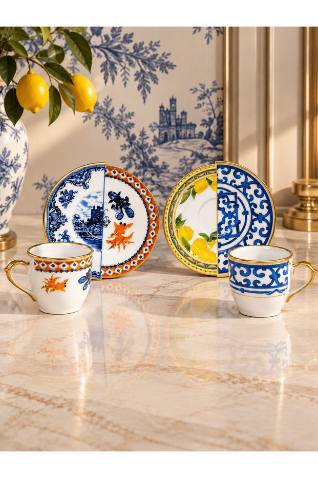 Viona Porcelain Coffee Cup Set for 2
