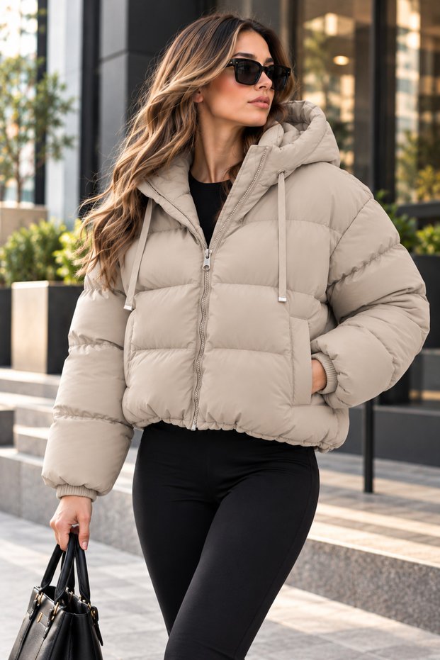 Short Inflatable Coat Winter Crop Length