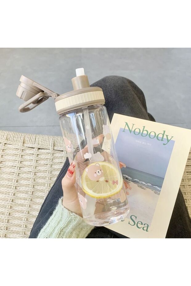 Plastic Straw Cup Heat Resistant Student Portable School Bottle