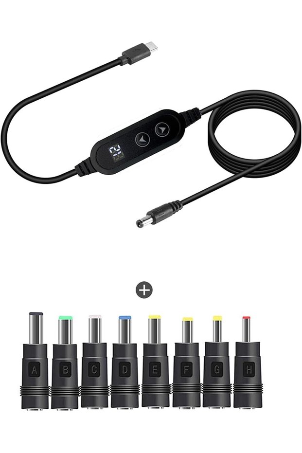 كابل محول USB C إلى DC PD، كابل طاقة USB Type C PD 36-100 واط إلى DC5521، جهد قابل للتعديل 5-20 فولت