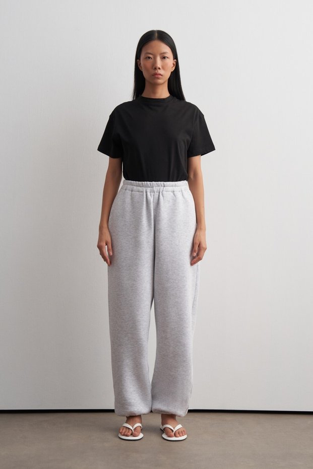 Brushed Cotton Jogger Pants, Heather Gray