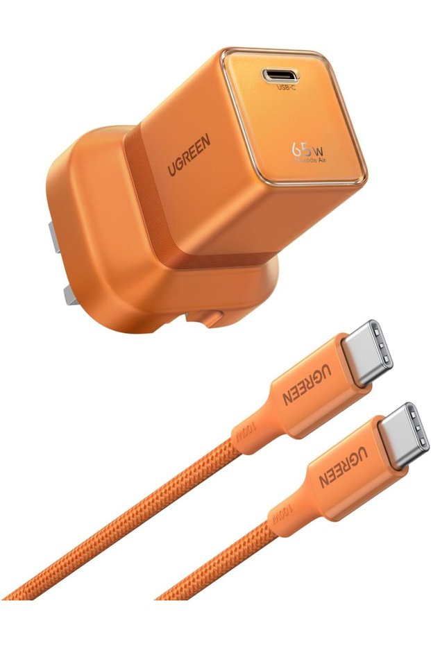 شاحن Nexode Air نوع C بقوة 65 واط مع سلك شحن سريع 100 واط باللون البرتقالي