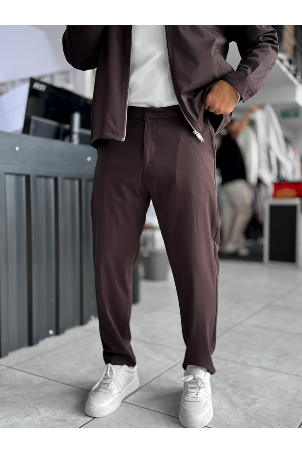Coffee Regular Fit Basic Pants WE-5126