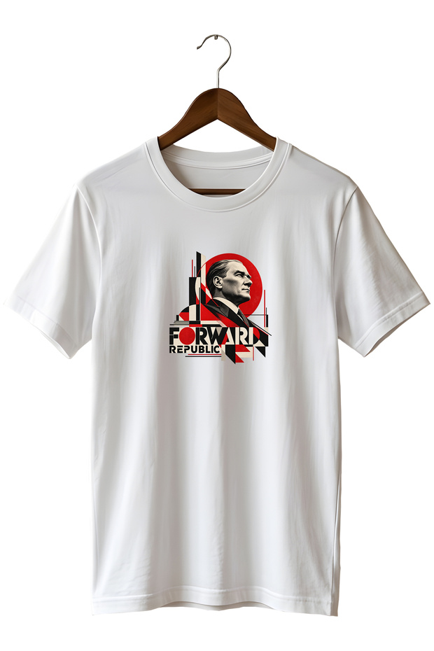 November 10 Unisex T-Shirt with Geometric Print Featuring Atatürk’s Portrait – Modern Republic-Themed Retro Streetwear Design