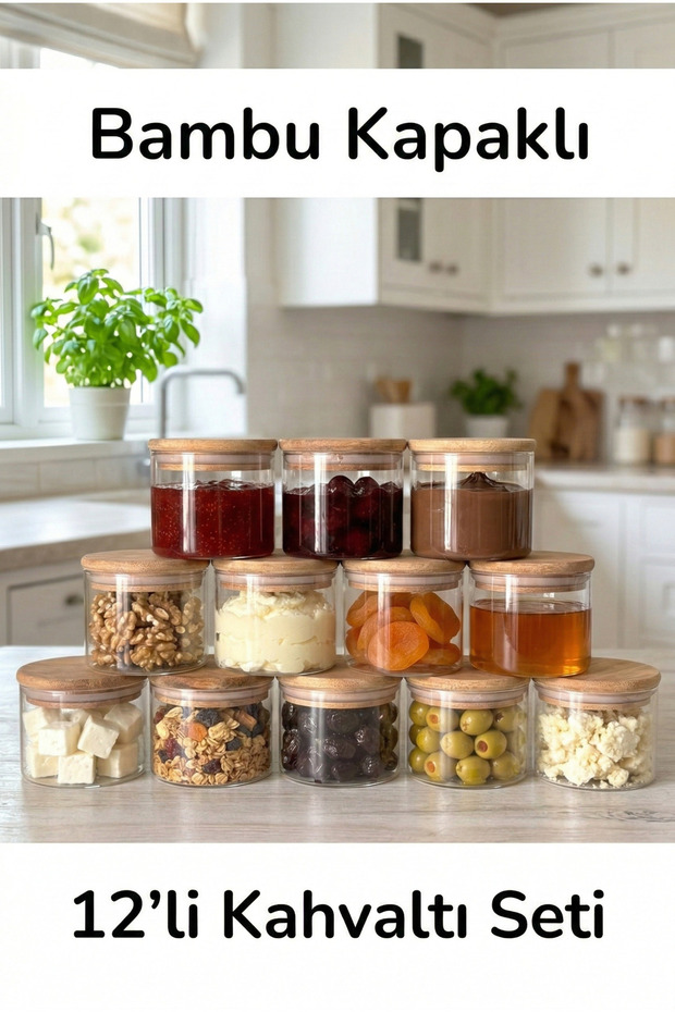 | Borelia | 12-Piece Glass Breakfast Set & Storage Container - Bamboo Lids with Leak-Proof Silicone