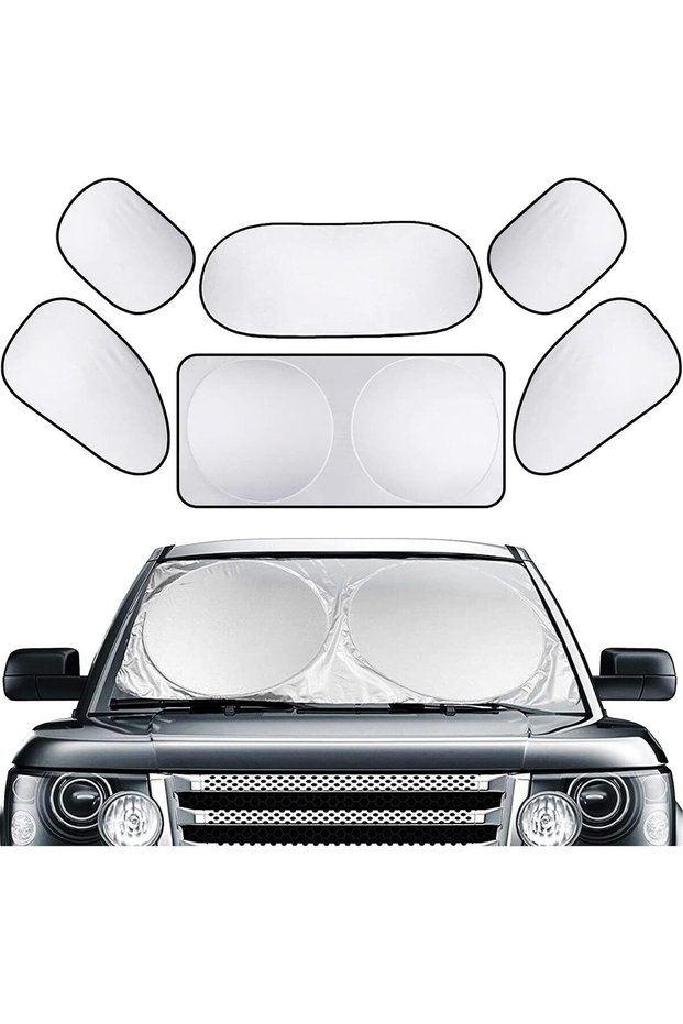 6 Pack Car Windshield Sun Shade, Foldable Car Front Window Sunshade, Auto Sun Shield UV Reflector Pr