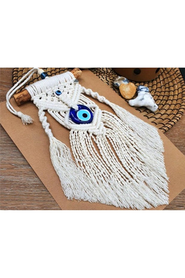 Handmade Boho Wavy Wall Decor with Evil Eye Dream Catcher