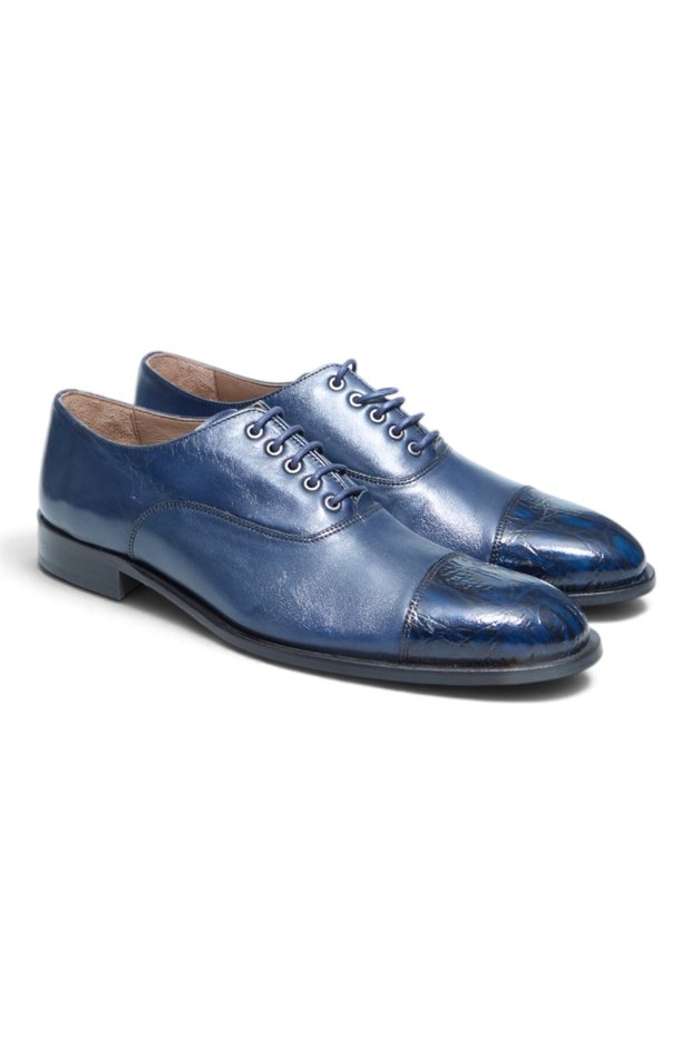 NAVY TERRA - NAVY SPIRO NAVY-COLORED LACED GENUINE LEATHER OXFORD SHOES
