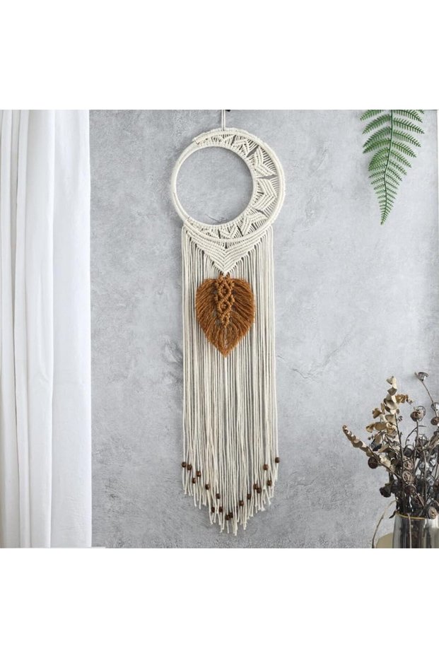 Boho Style Handmading Wall Decor With Moon and Leaf Dream Catcher