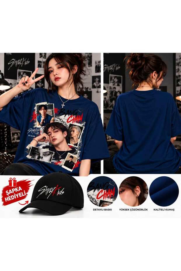 BANG CHAN STRAY KIDS Printed T-Shirt, Premium Quality, Unisex, Kids/Adults (Comes with a Free Hat)