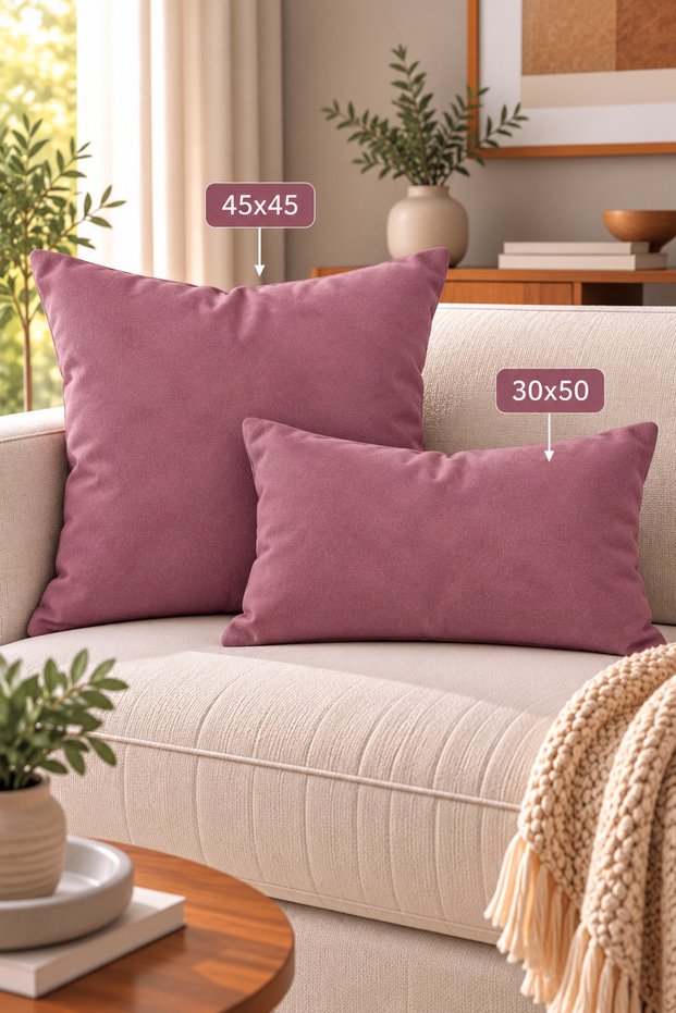 Single Velvet Textured Throw Pillow Cover Dried Rose