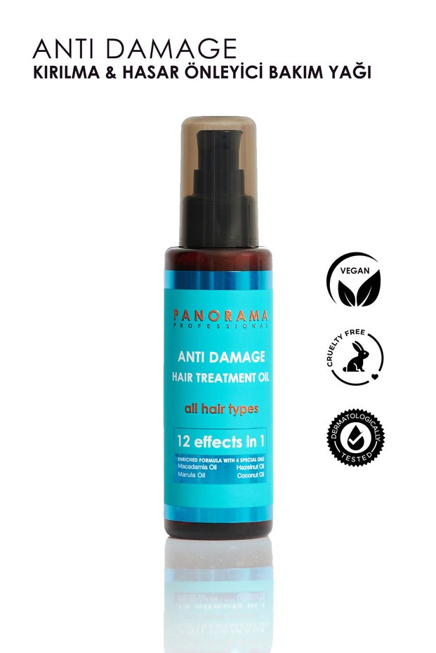 Anti Damage 100 ml Hair Care Oil to Prevent Breakage and Damage | Strengthening Care Against Breakage | Formula Containing 4 Oils: Macadamia, Hazelnut, Coconut, and Marula