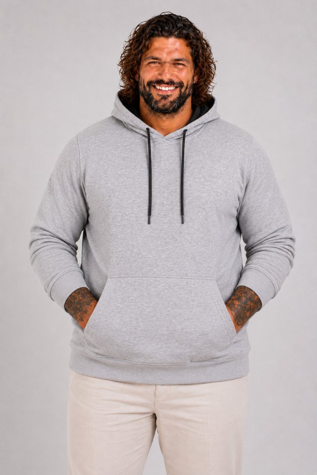 Plus Size Men's Basic Hooded Sweatshirt 11700 Gray Melange