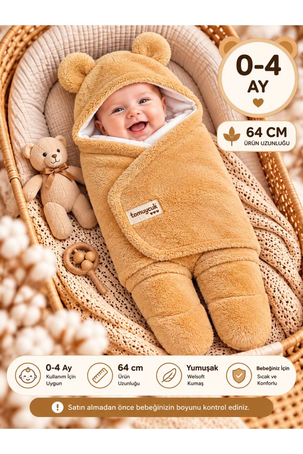 S.K. Fleece-Lined, Earmuff-Style Baby Swaddle for Girls and Boys, Plush Welsoft Fleece Fabric, Newborn Hospital-Discharge Onesie