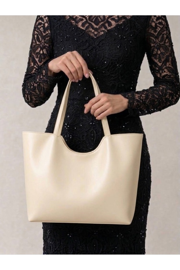 Cream Women's Scarf Zippered Shopper Hand and Shoulder Bag