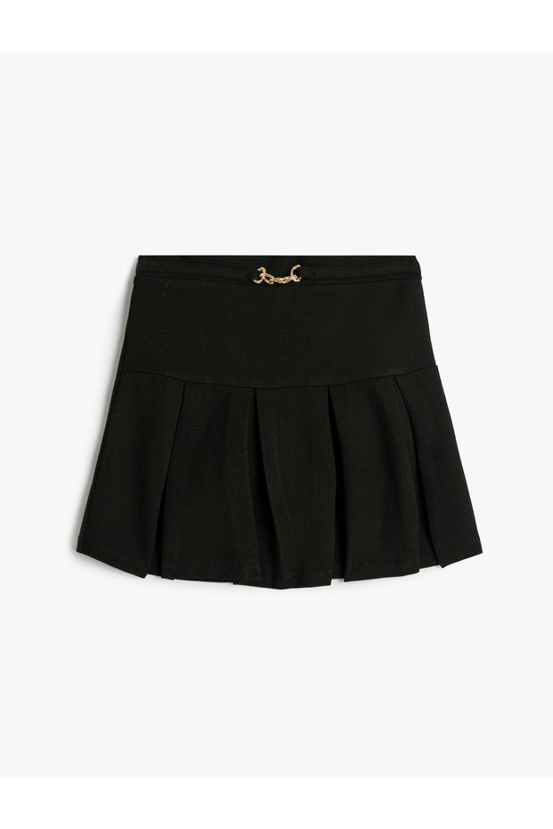Mini Skirt with Pleated Details and a Buckle Detail