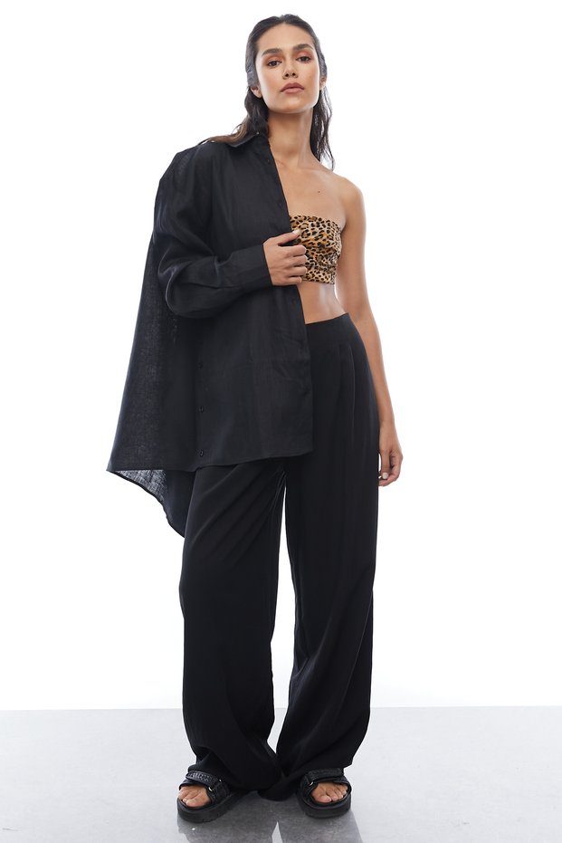 Elastic Waist Straight Fit Trousers