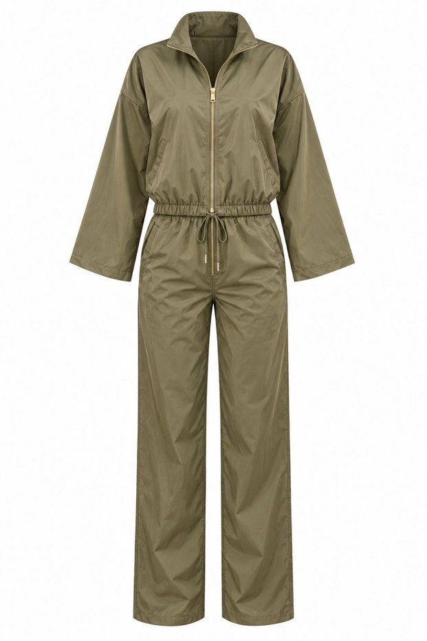 Khaki Bomber Satin Jacket and Pants Set - 2y9663 - 51229
