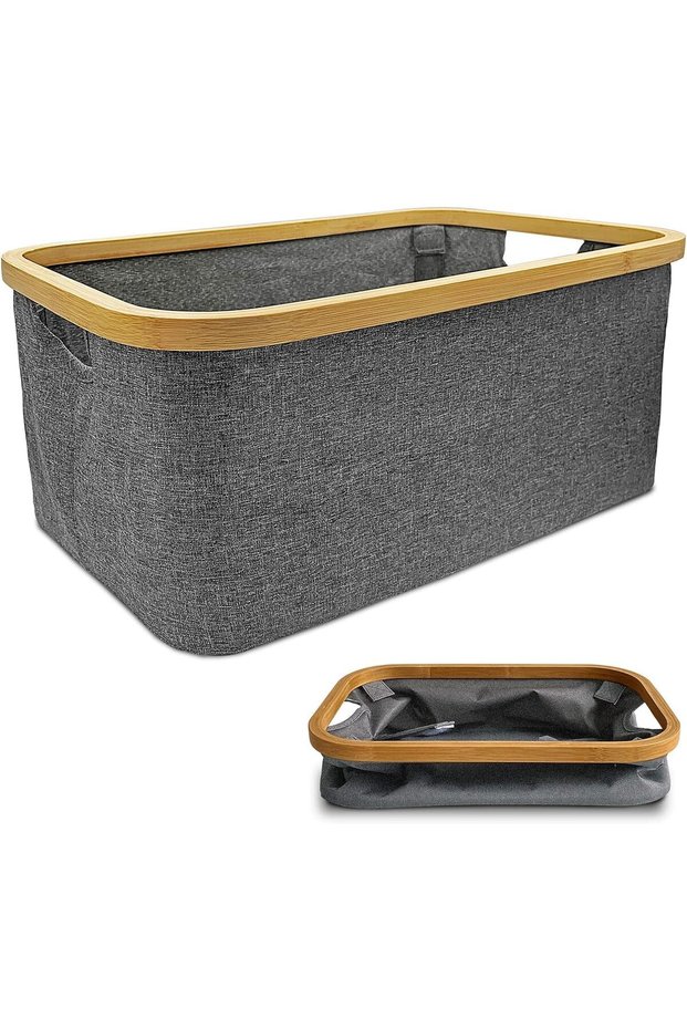 Collapsible Laundry Baskets Dirty Clothes Hamper 50L Bamboo Cloth, Foldable Storage Baskets for Orga
