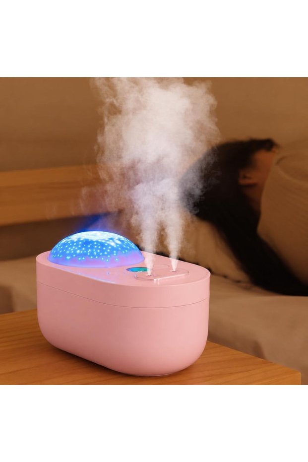 إم بي ® مرطب هواء صغير مع ضوء ليلي LED، جهاز عرض ضوئي قابل لإعادة الشحن، مرطب هواء برذاذ بارد