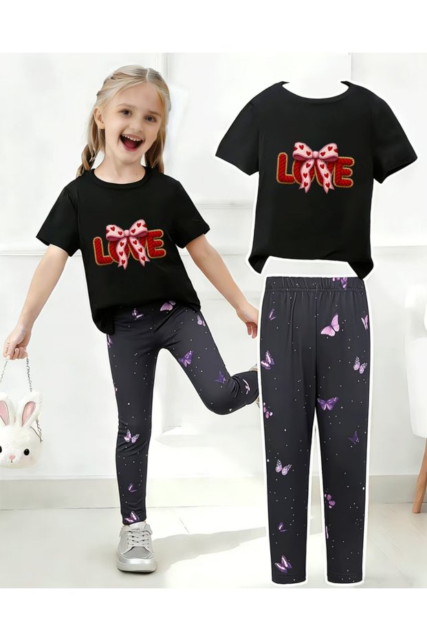 Black Printed Top and Bottom Set
