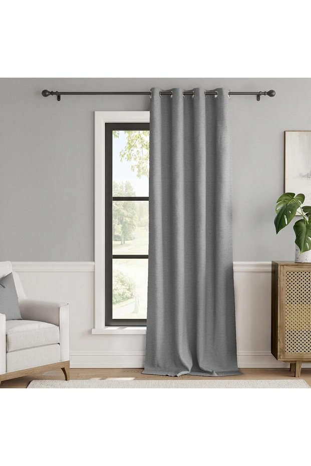 Blackout Curtains Window Drapes 137Wx244L 1 Panel Charcoal Grey
