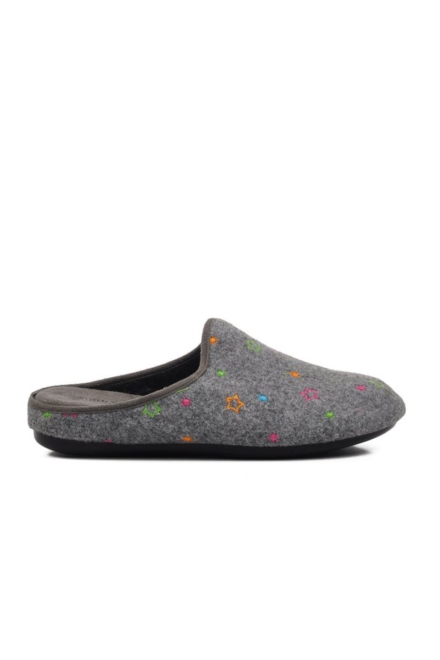 Gray Closed-Toe, Heat-Retaining, Comfortable-Soled Women's House Slippers 32907 Missy