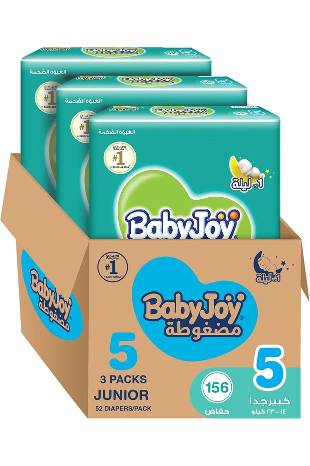 Compressed Diamond Pad Diaper, Size 5, Junior, 14-23 Kg, Mega Box, 156 Diapers