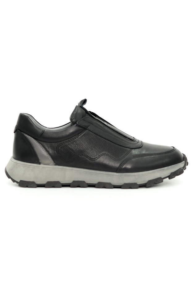 Genuine Leather Black EVA Sole Men's Sneakers - E1991