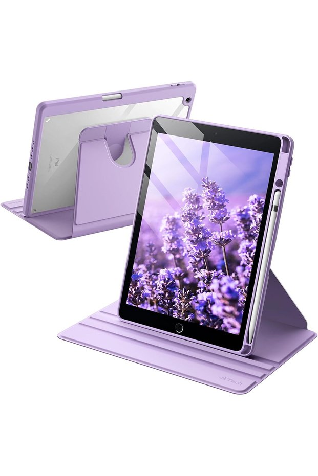 360° Rotating Case for iPad 9th/8th/7th Gen 10.2", Light Purple