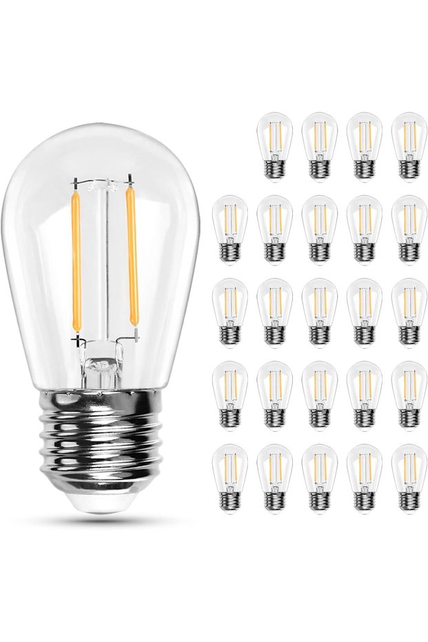مصباح LED بلاستيكي S14 بقاعدة E27، 25P 2W، للاستخدام الخارجي، يعمل بجهد AC220-240V