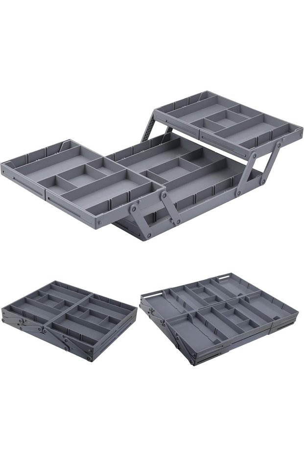 2/3 Tier Smart Collapsible Drawer Organizer,Multi Level Stacking Folding Junk Organizer, Foldable Ex