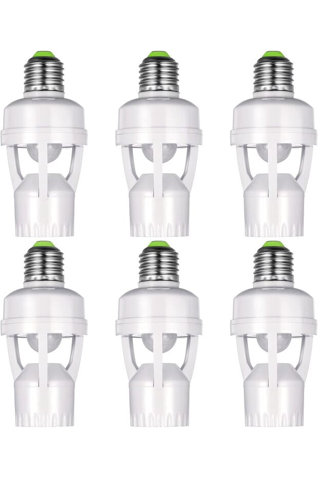 6 Pieces Motion Sensor Light Socket Smart Screw in Light Bulb Outlet Compatible with E26/E27 Motion