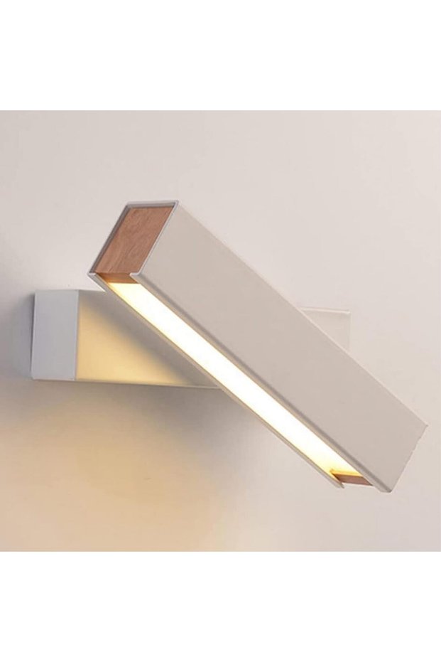 (3000K)-Wall Light LED Wall Sconce Modern Simple Bedside Light 270° Rotatable Lantern Wood Mounted H
