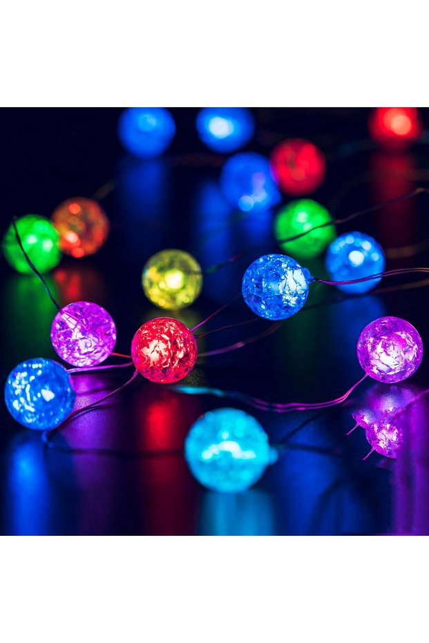 أضواء سلسلة كروية LED، أضواء كرات مزخرفة مقاومة للماء للعطلات، تعمل بمنفذ USB، باللون الأبيض