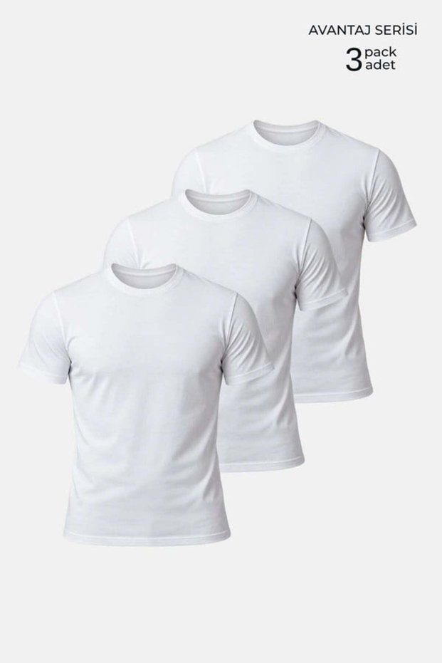 ORGANIC Cotton HERCULES Slim Fit 3-Pack T-Shirts, White