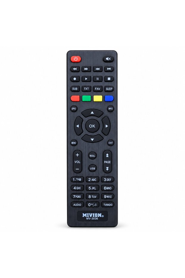 جهاز تحكم عن بعد لجهاز استقبال التلفزيون MIVION MV-3036 - باللون الأسود.