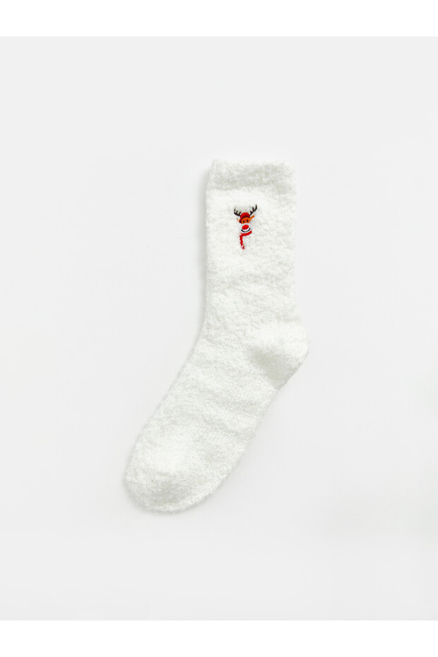 LCW DREAM Ecru Plush Embroidered Women's Ankle Socks—The ALITA CITY Difference