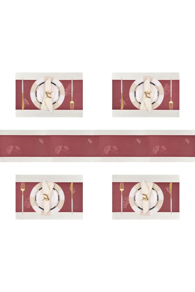 Elegant Placemats with Matching Table Runner,Washable Durable Plastic Placemats for Dining Table Set