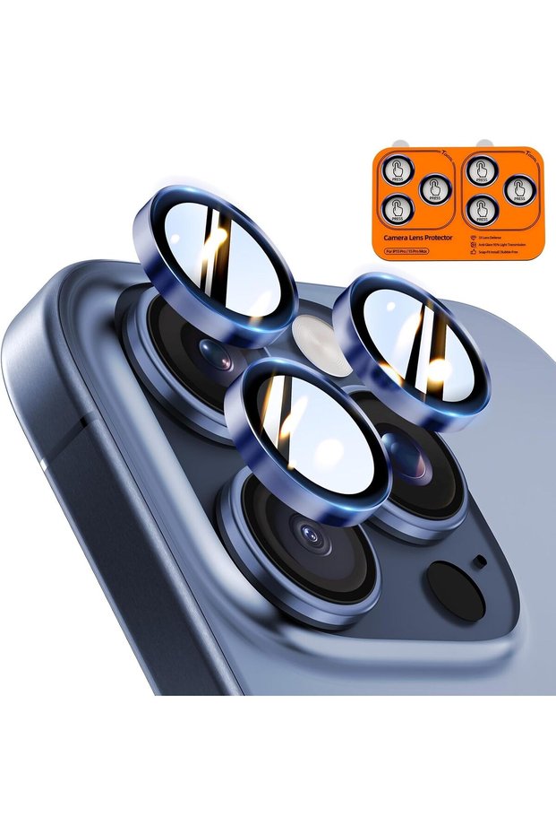 واقي عدسة الكاميرا لهاتف iPhone 15 Pro Max / iPhone 15 Pro، مصنوع من زجاج مقوى عالي الجودة.