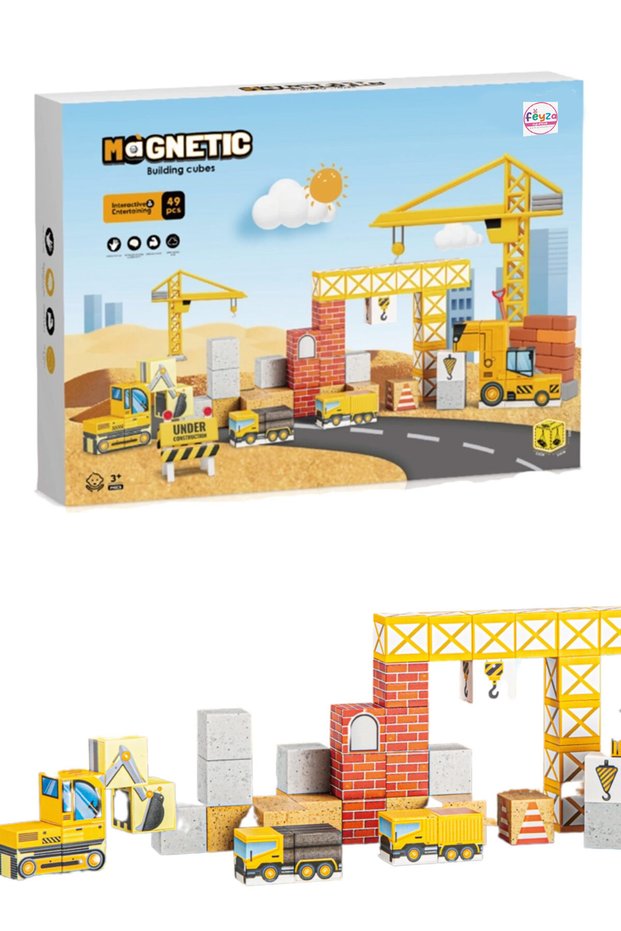 | Magnetic Building Blocks Construction Set | Ages 3+ | 49 Pieces | Spatial Awareness and Logical Thinking